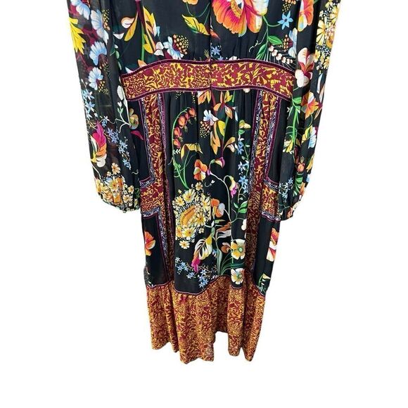 ANTHROPOLOGIE Adair Velvet Trimmed Floral Boho Midi Dress sz 8 US - Picture 9 of 14